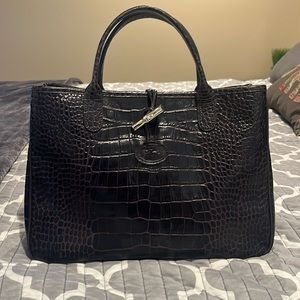 Leather Longchamp reptile print bag